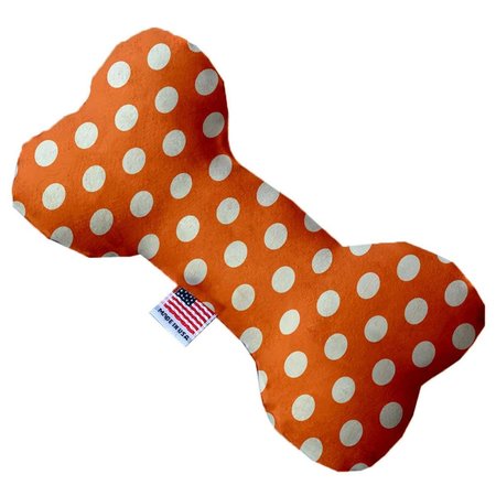 MIRAGE PET PRODUCTS Melon Orange Swiss Dots 8 in. Stuffing Free Bone Dog Toy 1249-SFTYBN8